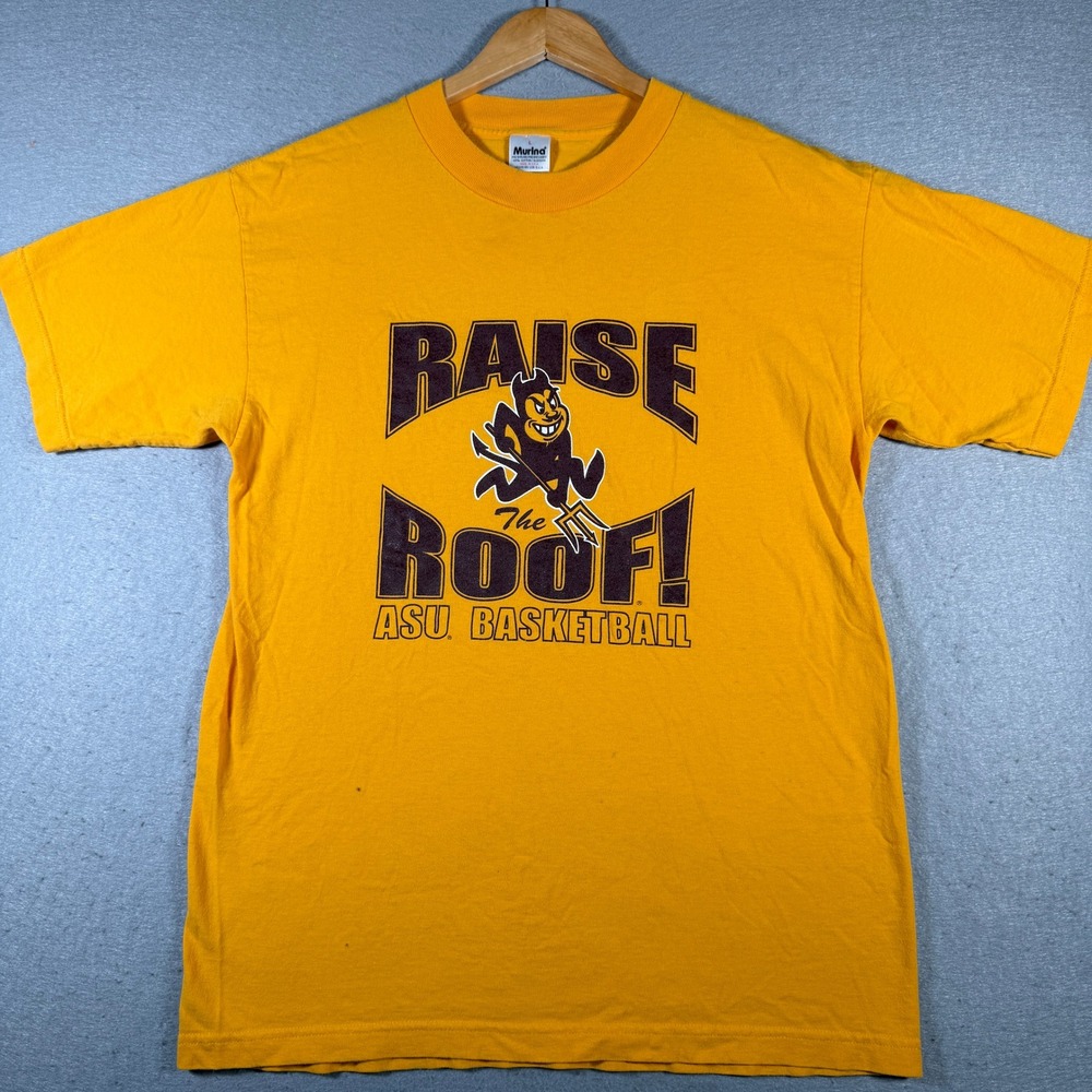 Vintage ASU Basketball Raise The Roof T Shirt Mens Large Gold Murina‎ 90's
